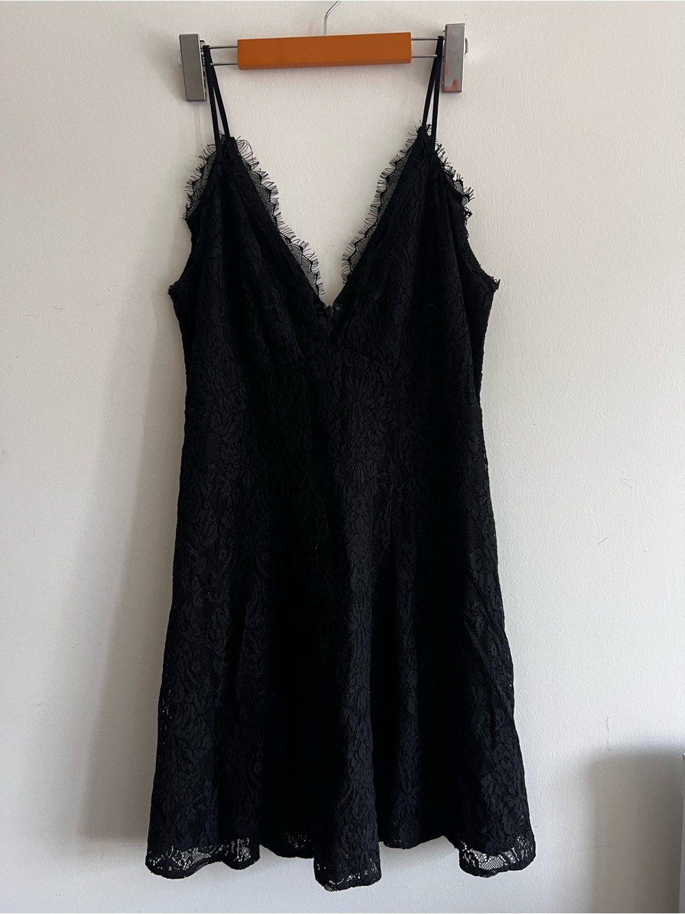 Black Lace Mini Dress with Delicate V-Neck